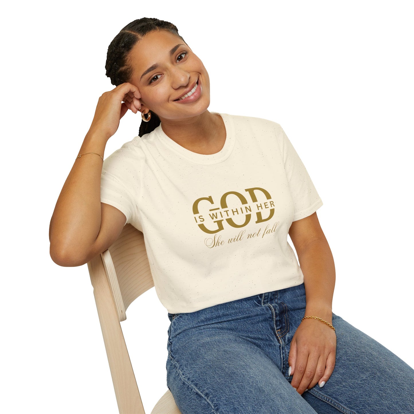 God is Within Her, She Will Not Fall T-Shirt đ¸â¨