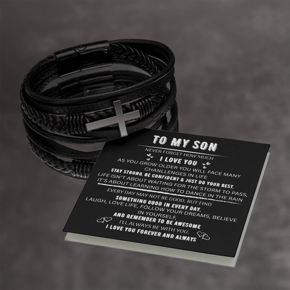 TO MY SON🧑 MEN'S CROSS BRACELET