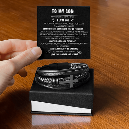 TO MY SON🧑  MEN'S CROSS BRACELET