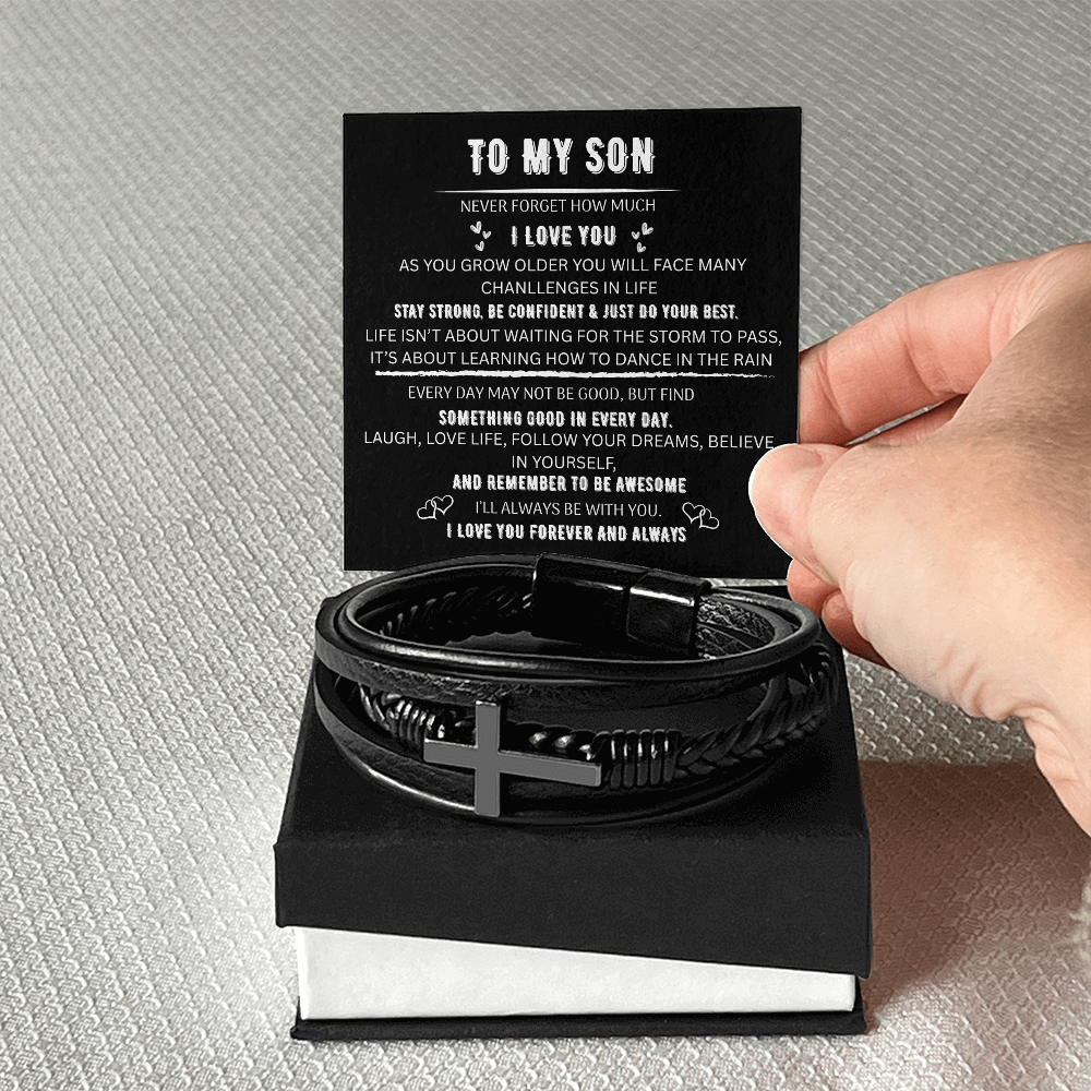 TO MY SON🧑  MEN'S CROSS BRACELET