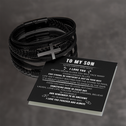 TO MY SON🧑  MEN'S CROSS BRACELET