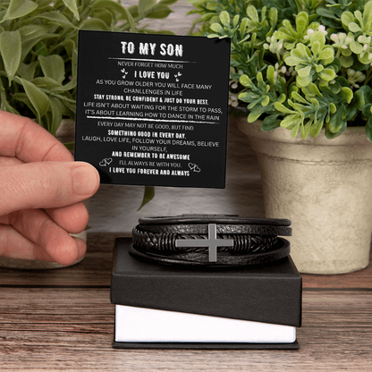 TO MY SON🧑  MEN'S CROSS BRACELET