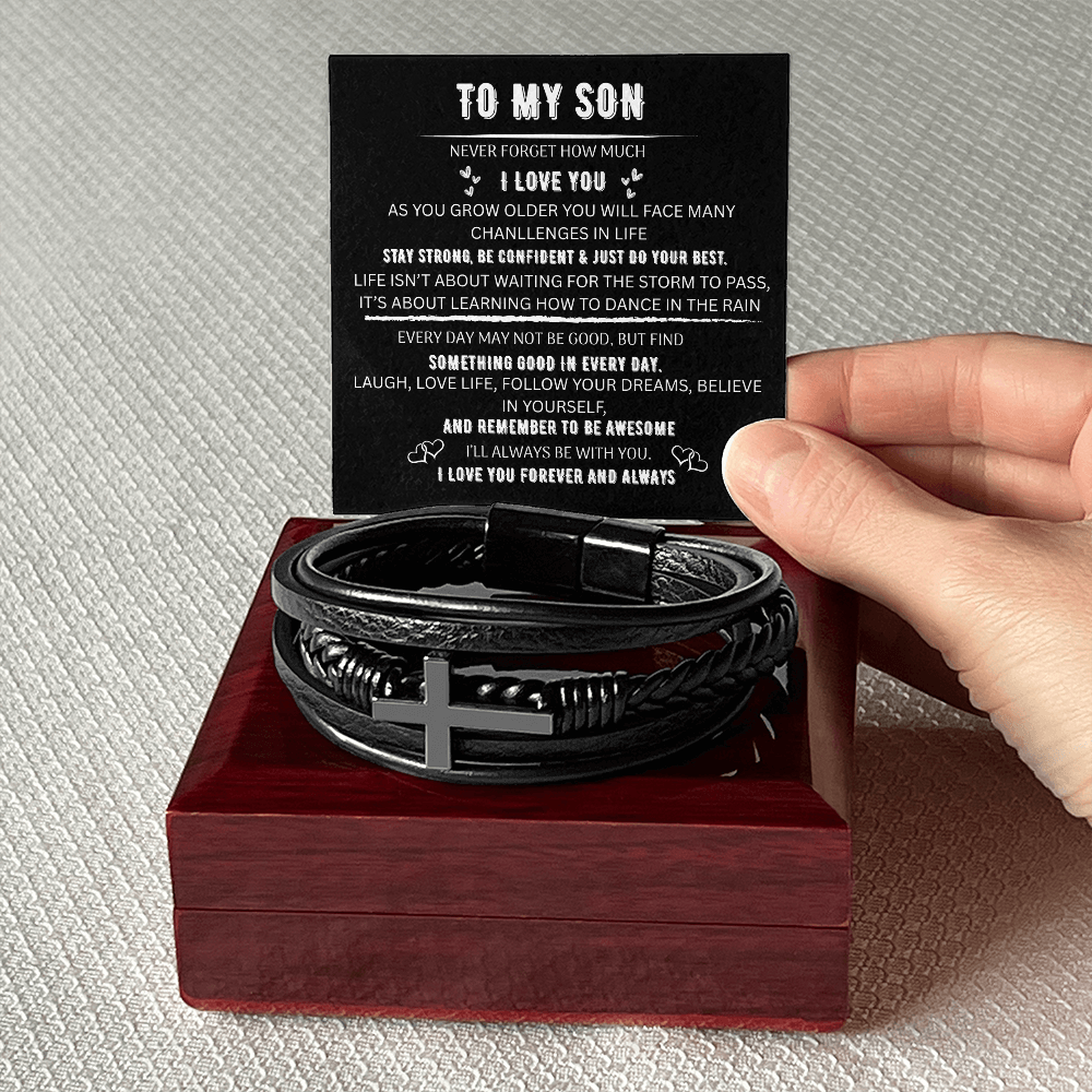 TO MY SON🧑  MEN'S CROSS BRACELET