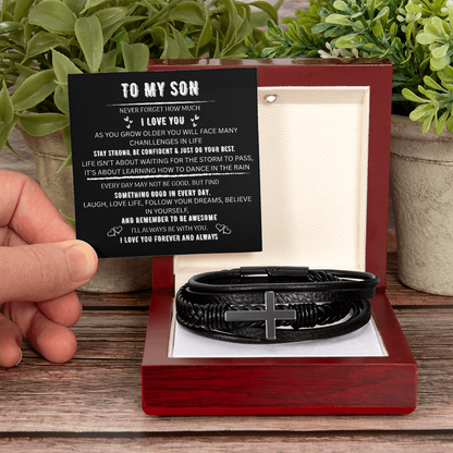 TO MY SON🧑  MEN'S CROSS BRACELET